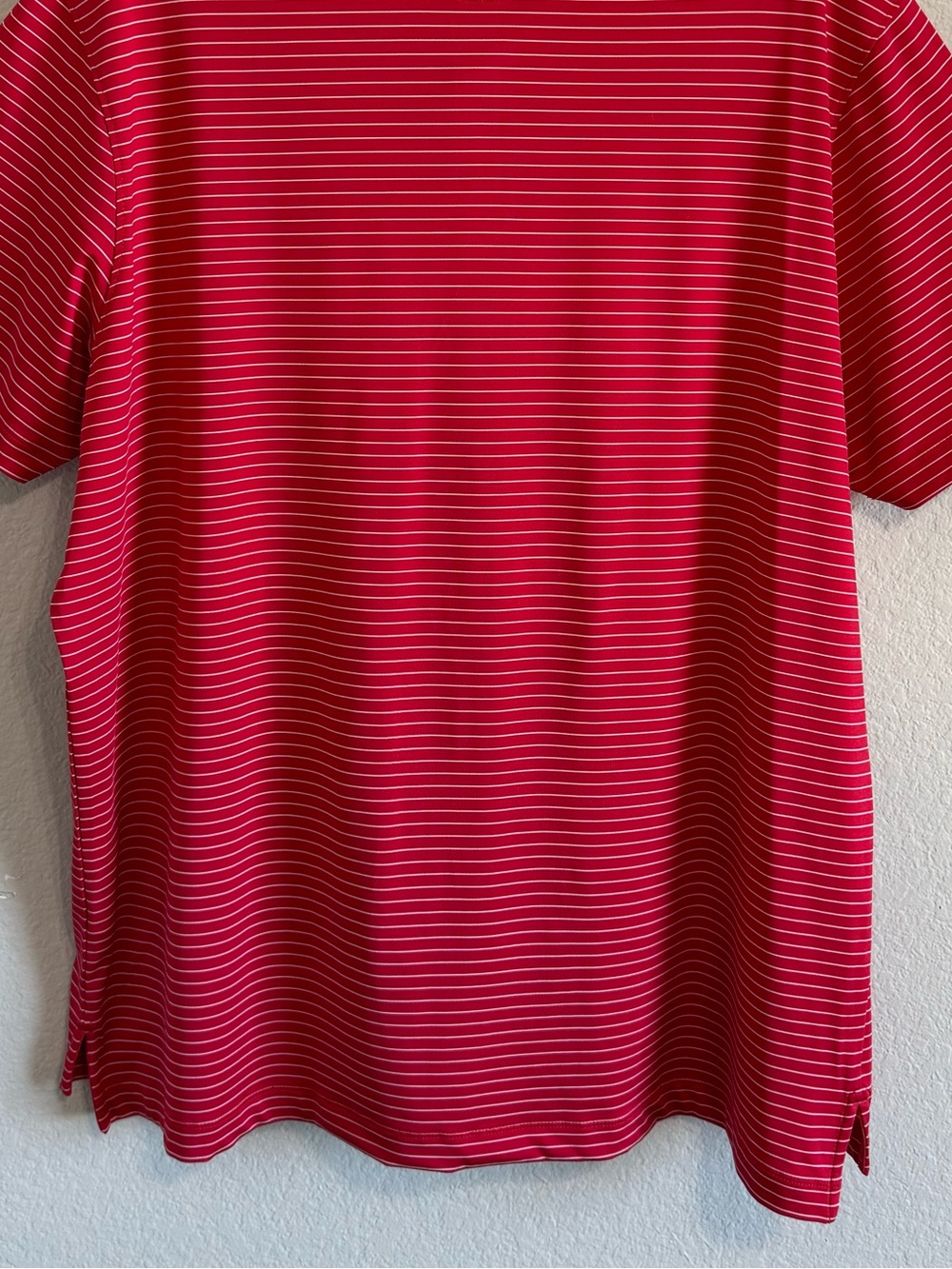 Johnnie-O Beau Performance Jersey Polo Red White Stripe UPF 50 Shirt Size XL - Picture 8 of 13